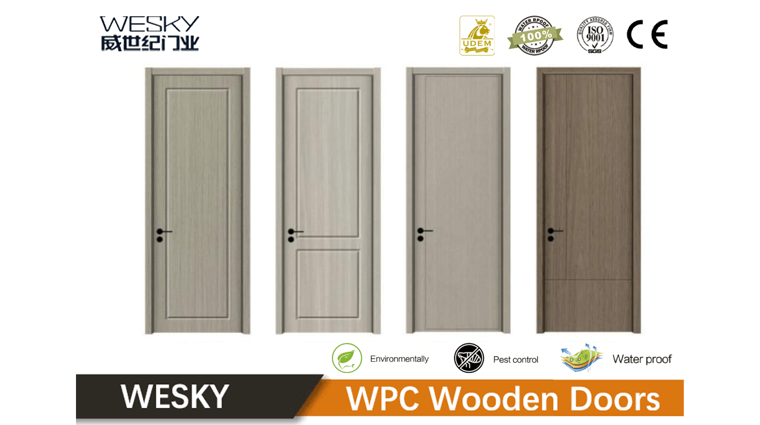 Cheap WPC Wood Door Factory Direct Supply