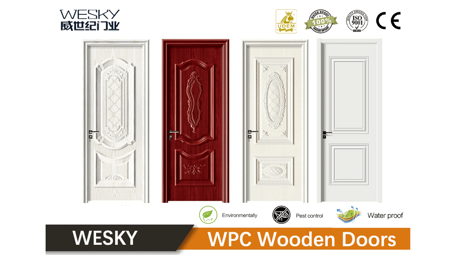 Anti-deformation WPC Wooden Door in WESKY