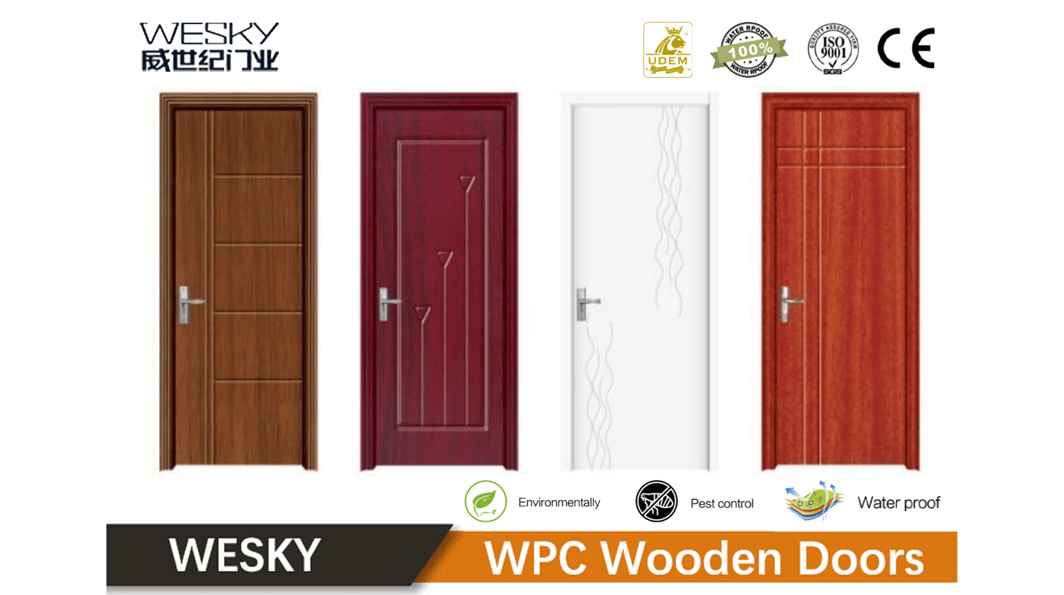 Soundproof WPC Wooden Door in WESKY Manufacturing