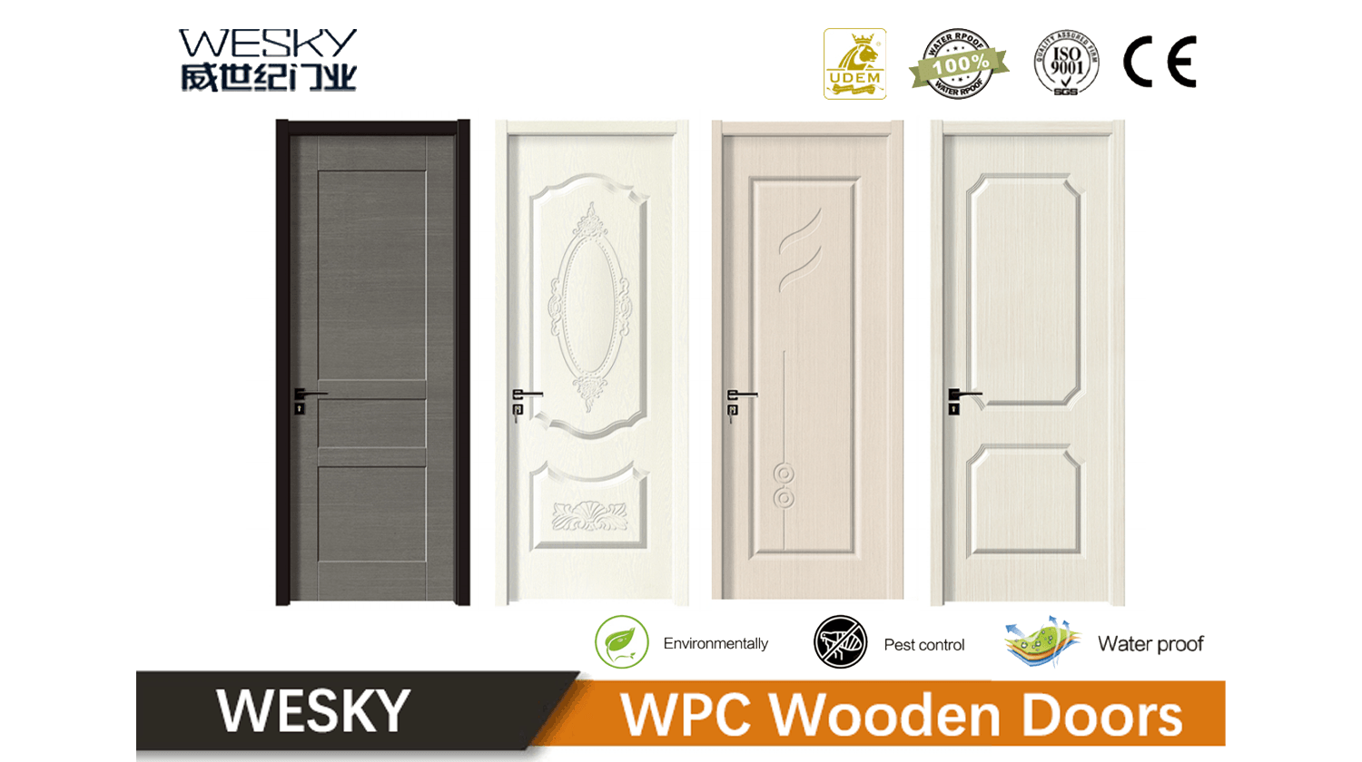 Waterproof WPC Wood Door in WESKY